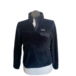 Patagonia Synchilla Pullover fleece black quarter snap T Sweater Women top Sz XL